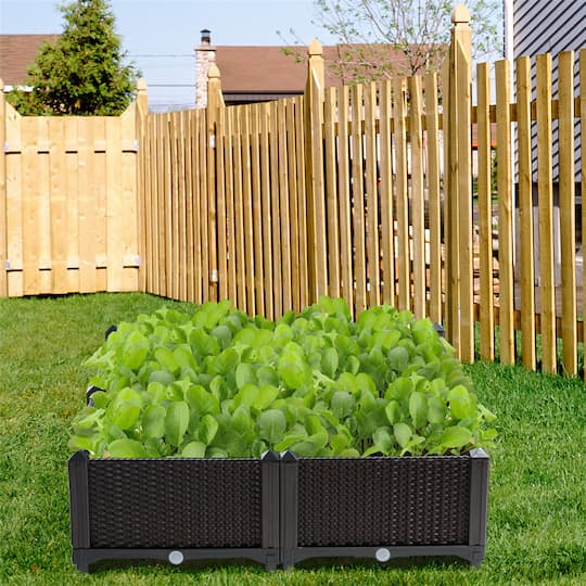 Costway 16" x 17.5" Black & Brown Raised Garden Planter Boxes, 4ct.